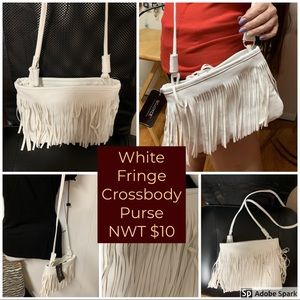 White Fringe Crossbody Bag